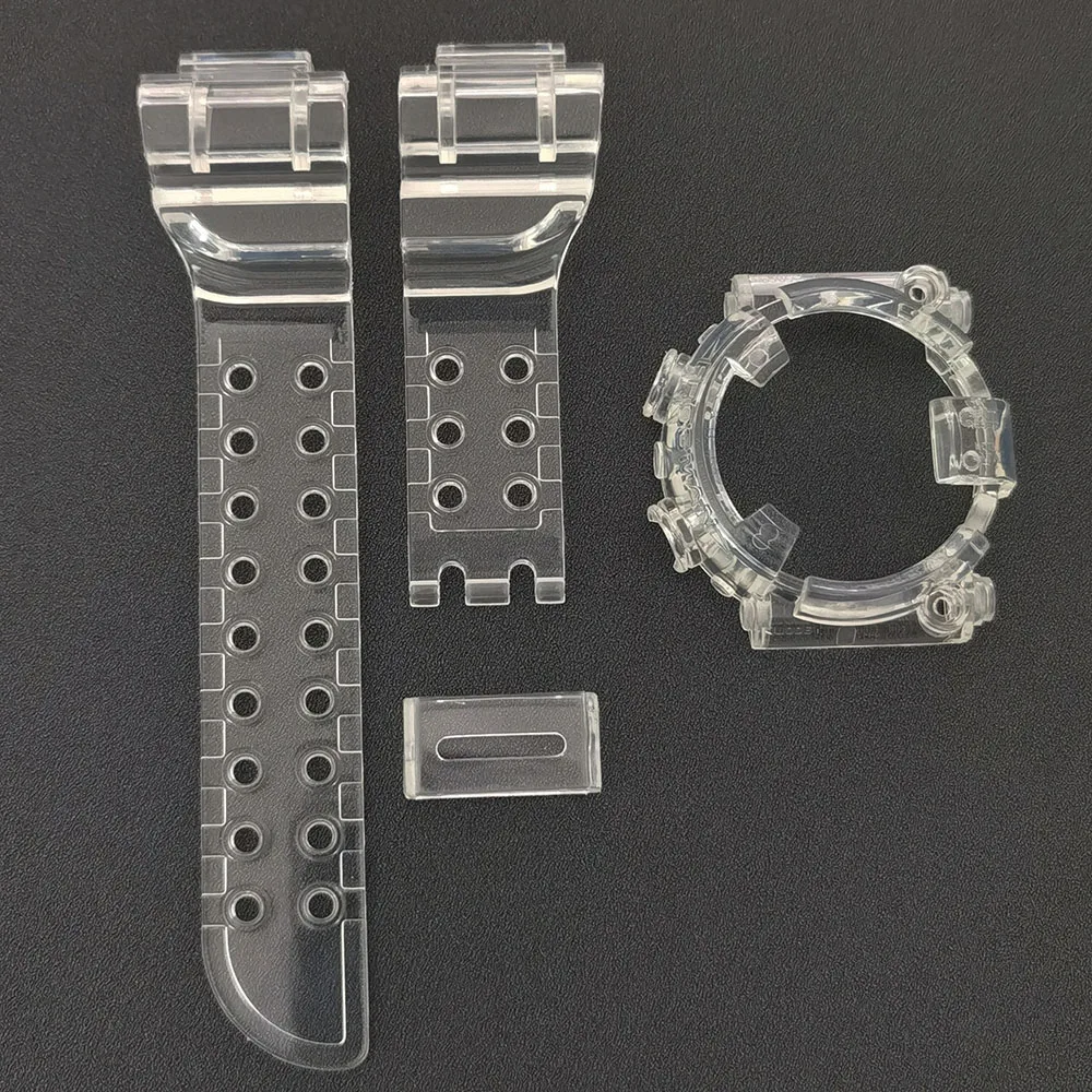 

Customize Color DW8200 Bezel Ice Transparent Watchband Strap Watch Cover Bracelet Silicone Replacement Green