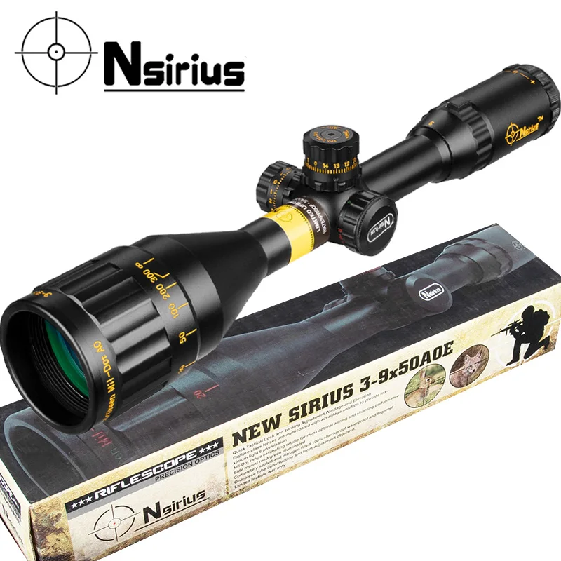 NSIRIUS 3-9X50 AOE Золотой тактический прицел оптический красный зеленый Перекрестие