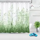 Весенняя занавеска для душа с зелеными растениями, набор крючков, аксессуары для ванной из полиэстера, защита от плесени для ванной, водонепроницаемый домашний декор