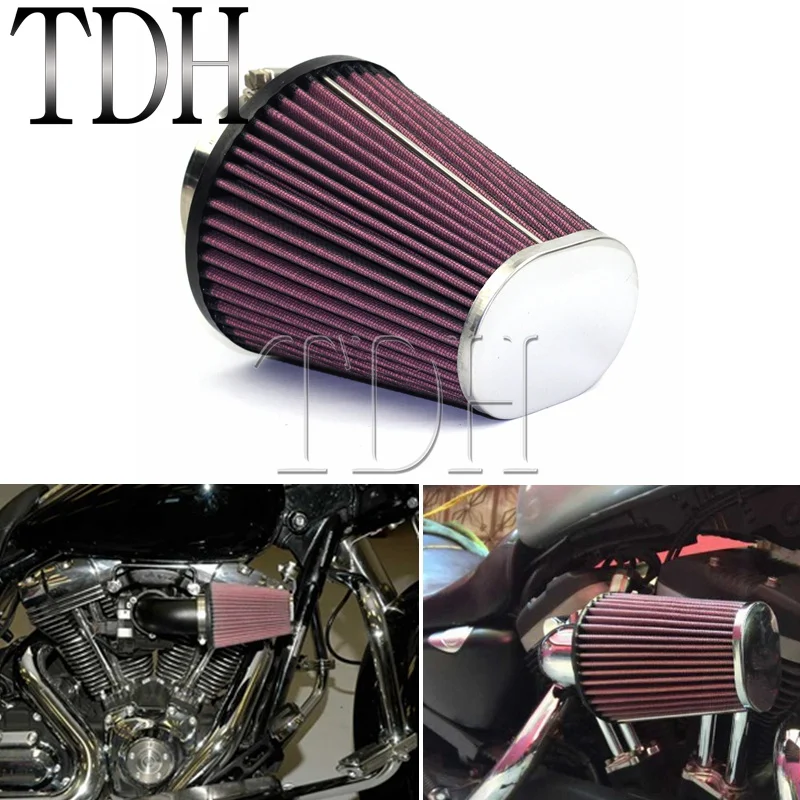 Мотоцикл Красный высокий поток воздуха фильтрующий элемент Овальный конический