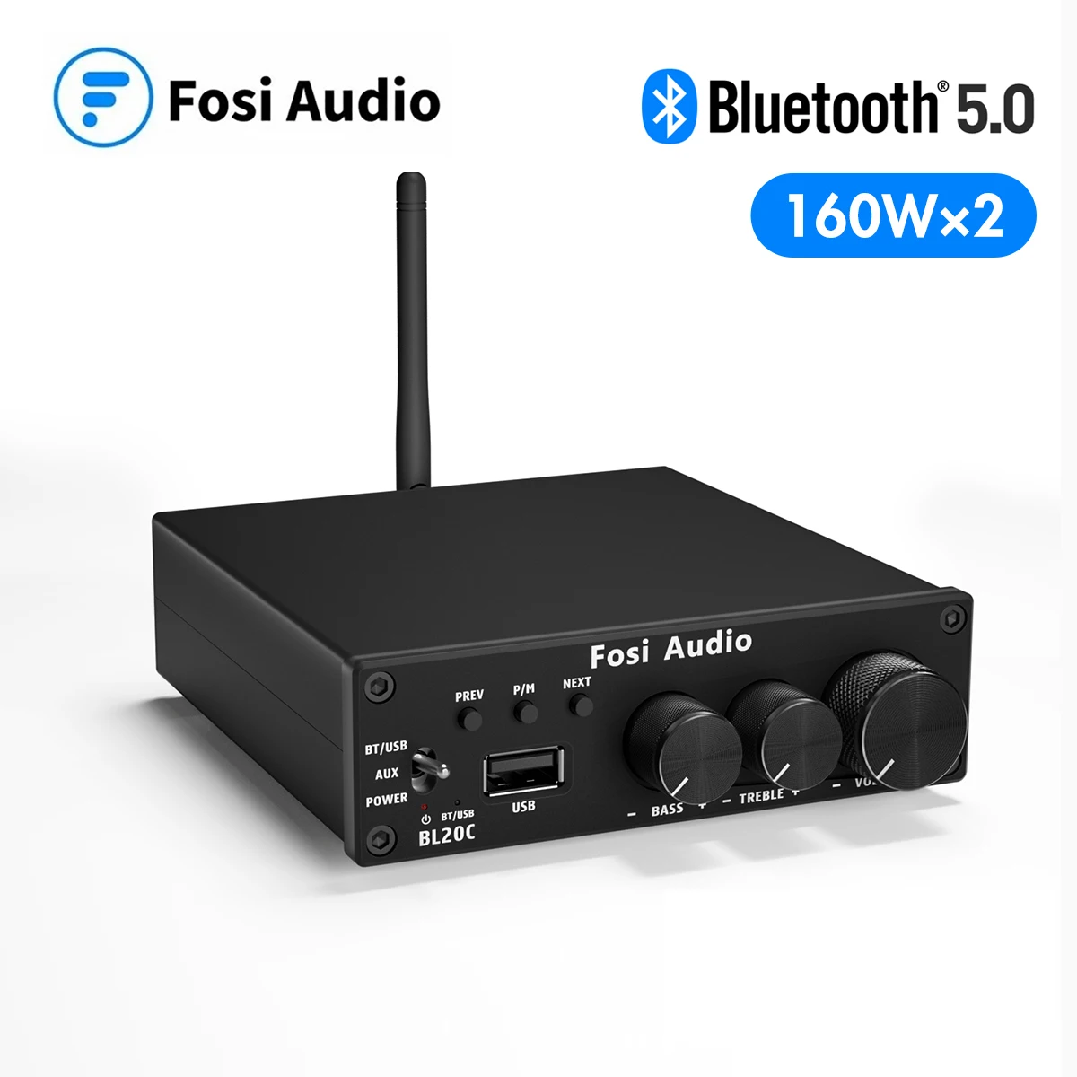 Аудио усилитель Fosi BL20C Bluetooth стерео аудио ресивер 2 1 мини Hi Fi Класс D Amp U диск плеер