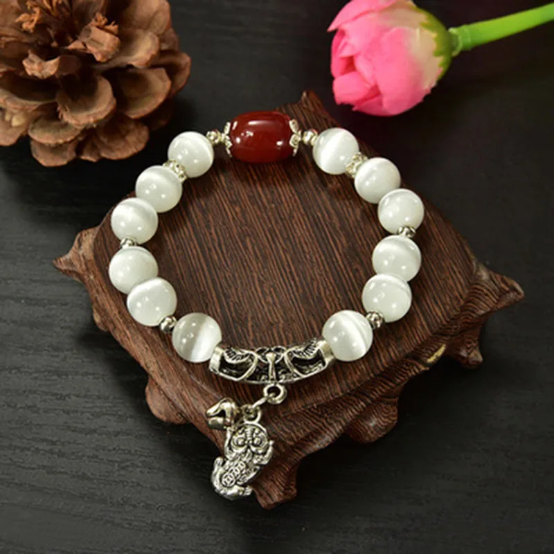 Модный браслет из бусин с натуральным опалом винтажный кристаллами