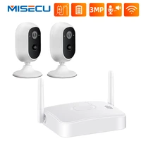 misecu 3mp wireless home security camera system rechargeable battery ip camera mini nvr 2way audio night vision pir human detect