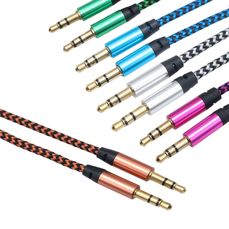 

1 meter 3.5MM 5 color Velcro braided audio cable Male to male nylon audio cable car audio pair recording line