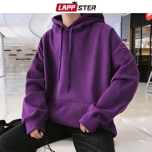 LAPPSTER мужские флисовые красочные кофты с капюшоном осенние мужские s хип хоп однотонные толстовки с капюшоном корейская мода черная зимняя Толстовка