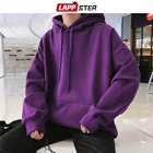 Толстовка LAPPSTER мужская с капюшоном, цветная уличная одежда в стиле Харадзюку, однотонная кофта в стиле хип-хоп, корейская мода, черная, осень 2022