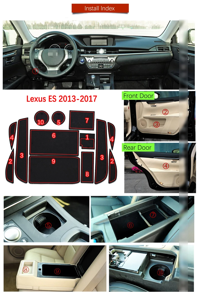 Нескользящий коврик для ворот резиновые подставки Lexus ES ES250 ES300h ES350 2013 до 2017 XV60 250