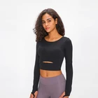 Nepoagym женский укороченный Топ с длинным рукавом и мягким бюстгальтером, Мягкий Топ для йоги, удобные рубашки для тренировок в тренажерном зале