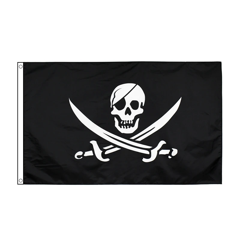 

free shipping xvggdg Skull Bones Jolly Roger Skull Crossbones Flag Grommets Pirate Flags Event Party Supplies