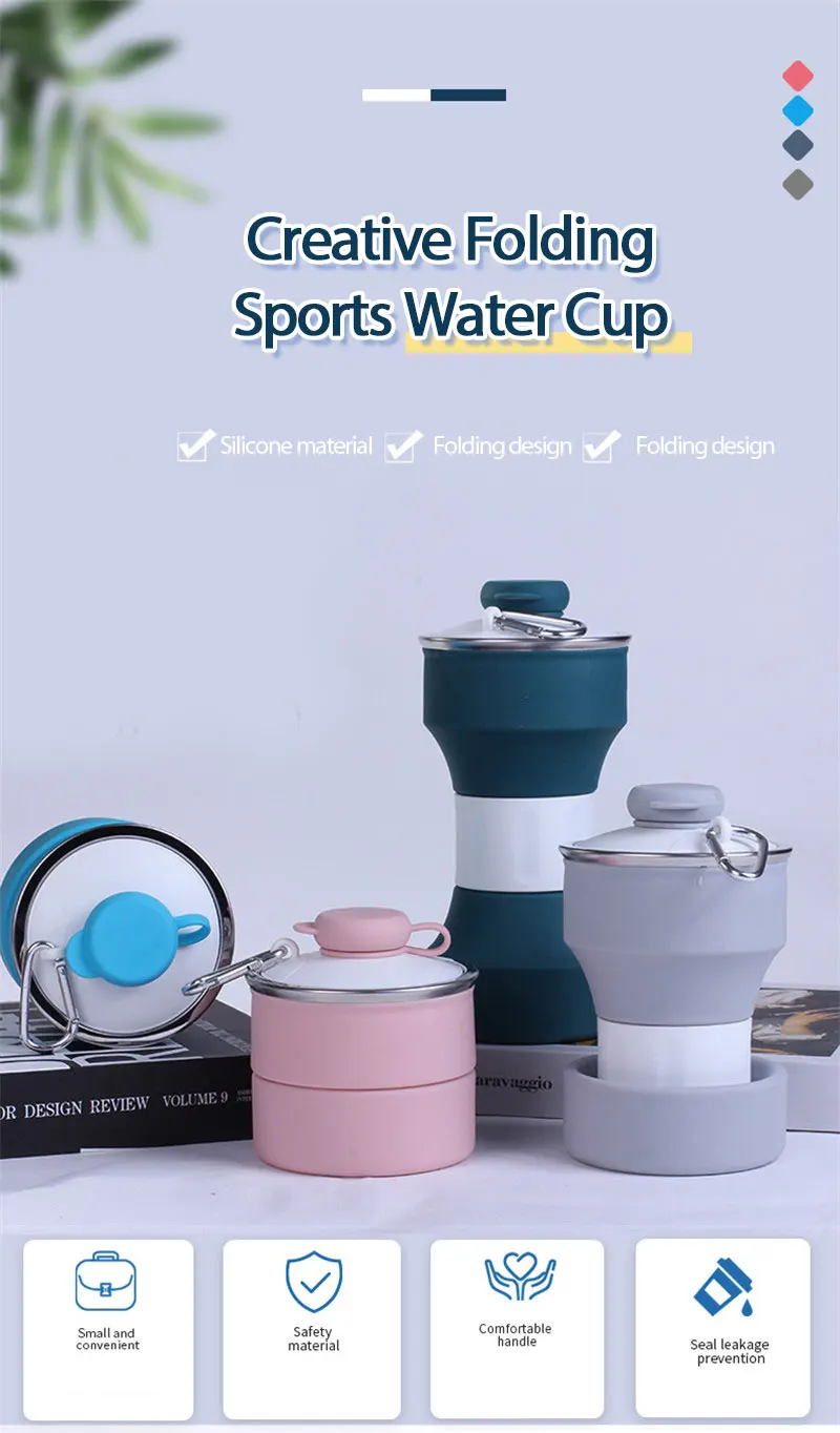 

650ml Creative Outdoor Travel Silicone Folding Sports Bottle Large Capacity Telescopic Cup Water Cup Portable Water Bottle