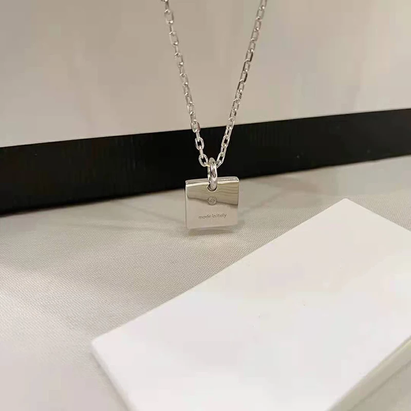 

Женское ожерелье из серебра 925 пробы, с квадратным кулоном