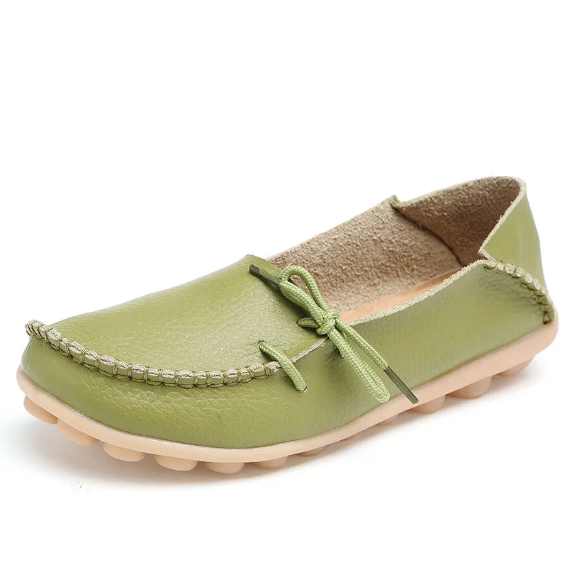 Light green Женская обувь на плоской подошве; коллекция года; весенняя женская обувь на плоской подошве; женская обувь из натуральной кожи на плоской подошве; женские балетки с вырезами; лоферы на плоской подошве - Цвет: Light green