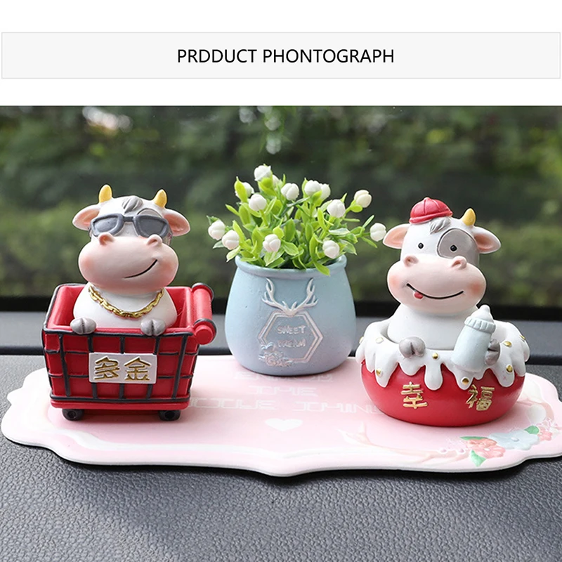 

YHA 1Pc Chinese Lucky Resin Decoration Ox Year Of The Ox Zodiac Cute Decoration