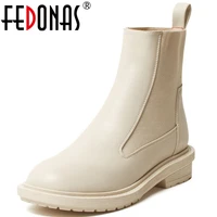 fedonas ins classic ankle boots round toe thick heels shoes for women 2021 autumn winter wedding party chelsea boots heels