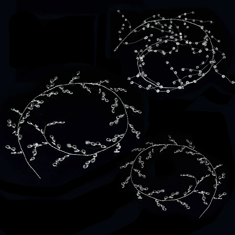 

1-1.5m Acrylic Diamond Water Drop Beaded Branch String Crystal Bead DIY Flower Bouquet Curtain Garland Wedding Decor Home Crafts
