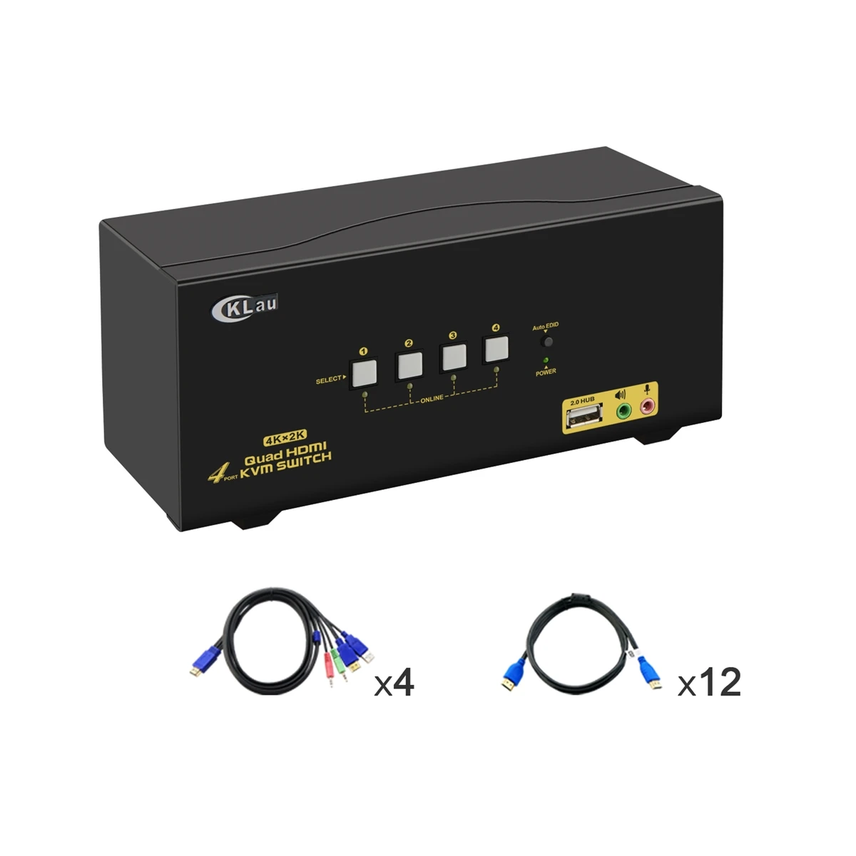 4-портовый четырехъядерный монитор HDMI KVM Switch Расширенный дисплей 4K @ 60 Гц 4:4:4 с