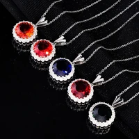new dainty v round pendant necklace inlay aaa cubic zirconia fashion s925 silvery jewelry for women wedding valentines day gift