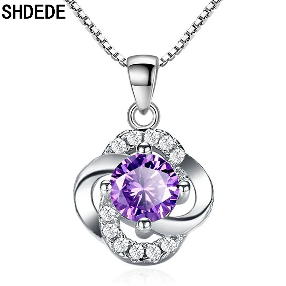 

SHDEDE Fashion Clover Necklace Pendant Embellished With Crystals From Swarovski 925 Silver Wedding Party Jewelry -WH187