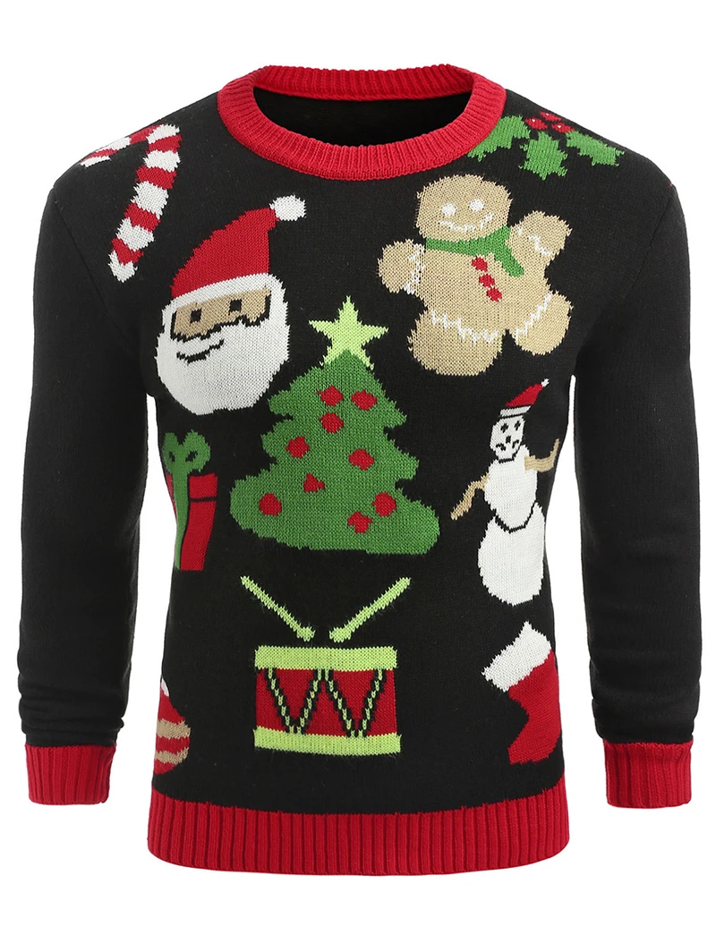 Рождественский свитер мужской пуловер облегающий джемпер вязаная одежда теплый