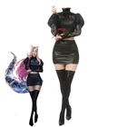 KDA Baddest Ahri Косплей Костюм LOL KDA Косплей Baddest Ahri косплей костюм игры сексуальный костюм обувь парик для женщин на Хэллоуин