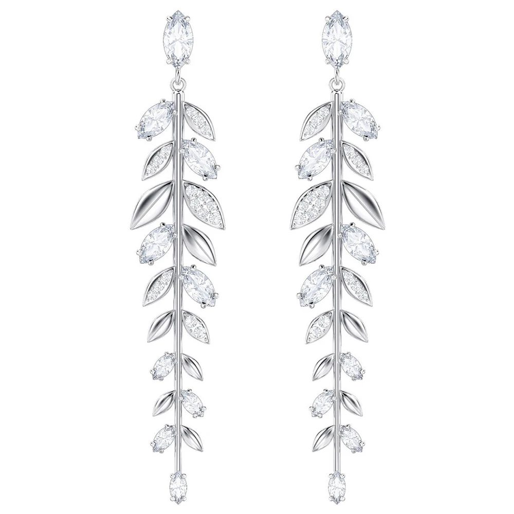

SWA Exquisite New Leaf Long Earrings Fashion Elegant Ladies To Send Girlfriend Anniversary Gifts Jewelry