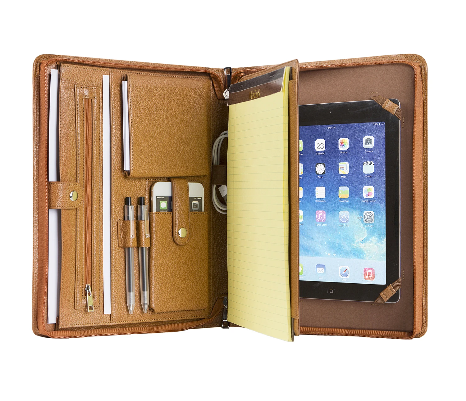 Handmade Genuine Leather Portfolio A4 Folder Document Organizer, Personalise Business Travel Padfolio Portfolio Case- Brown