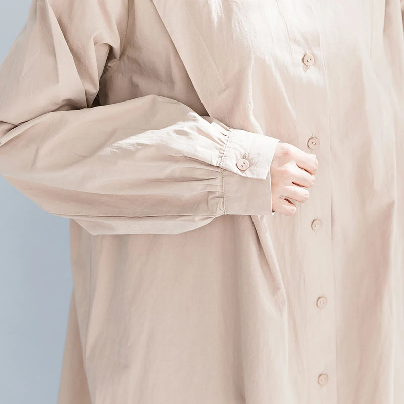 Женская рубашка с отложным воротником длинным рукавом свободного