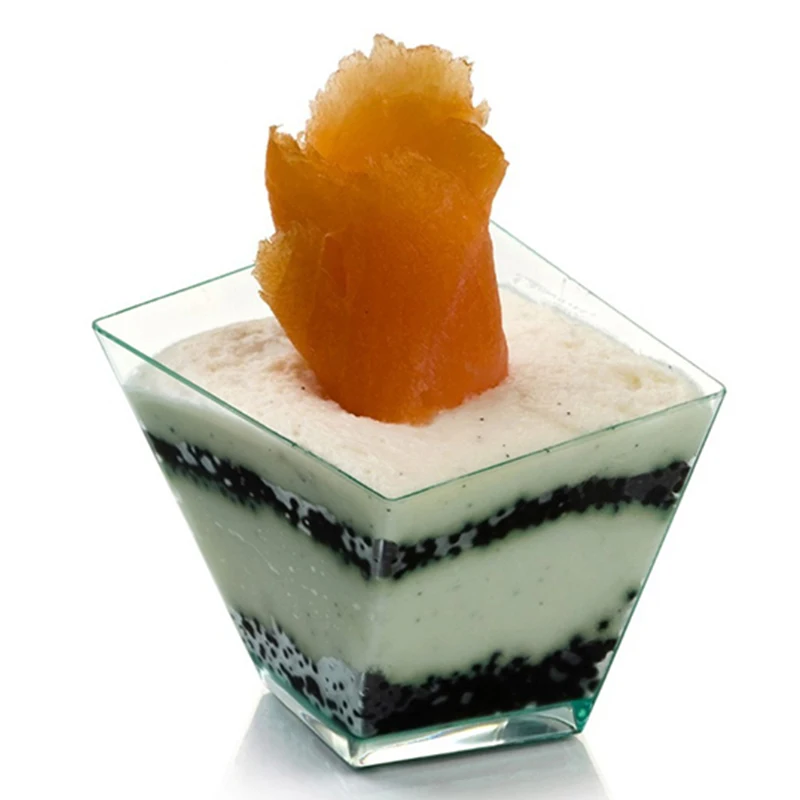 

Free Shipping - 100/Pack, Home Party Disposable Plastic Tableware Supplies,56*55mm/60ml Green Mini Twisted Dessert Cup