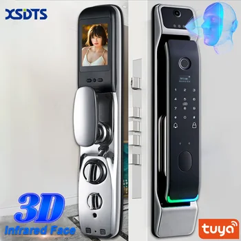 Tuya Smart 3D Face Door Lock Security Face & Camera Monitor Intelligent Fingerprint Password Biometric Electronic Key Unlock