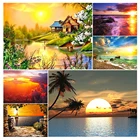 Набор для алмазной вышивки 5D сделай сам, картина с закатом, заката, заката, стразы, полноразмернаякруглая мозаика, украшение для дома