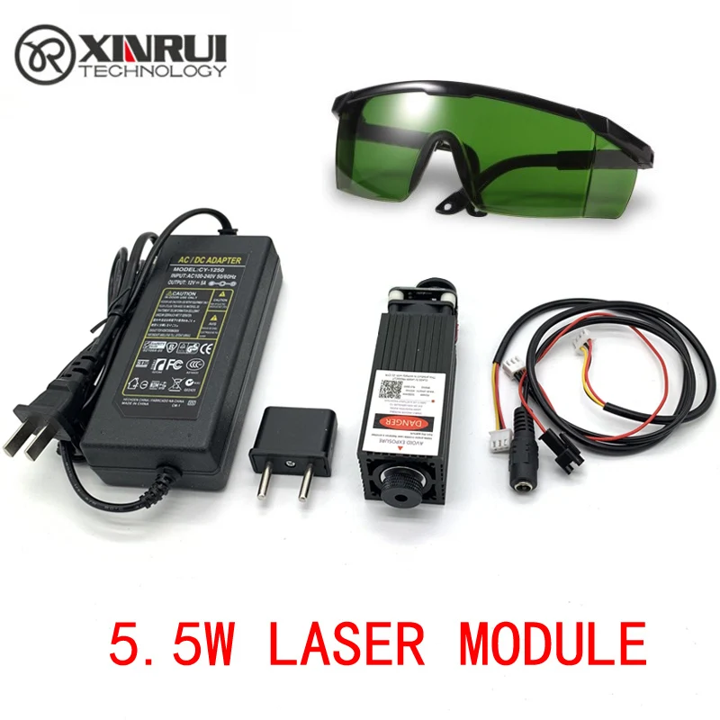 12V 5500mW 445nm  Laser Module High Power TTL Focus Adjustable Blue 5.5W Diode Free Shipping