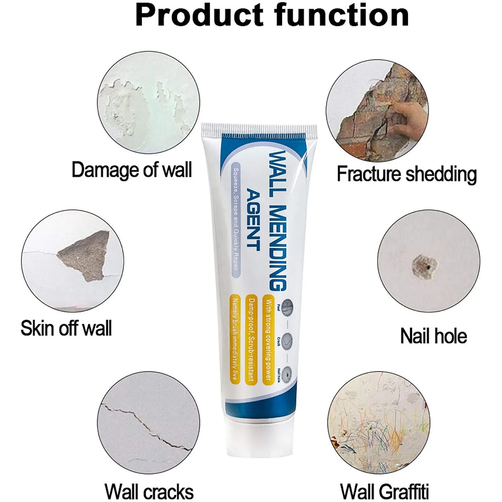 

Household Wall Mending Agent Wall Repair Cream Universal Repair Paste Crack Nail Repair Agent Walls Peeling Repair Cream