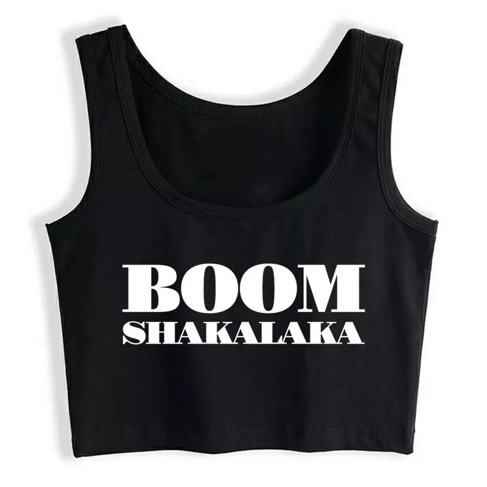 

Boho Crop Top Boom Shakalaka Fashion White Sleeveless Y2k Tops Womens Tops blusas mujer de moda 2021 verano Gym Tank Top Women