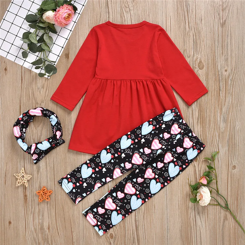 От 1 до 7 лет для маленьких девочек на День Святого Валентина в форме сердца топы с