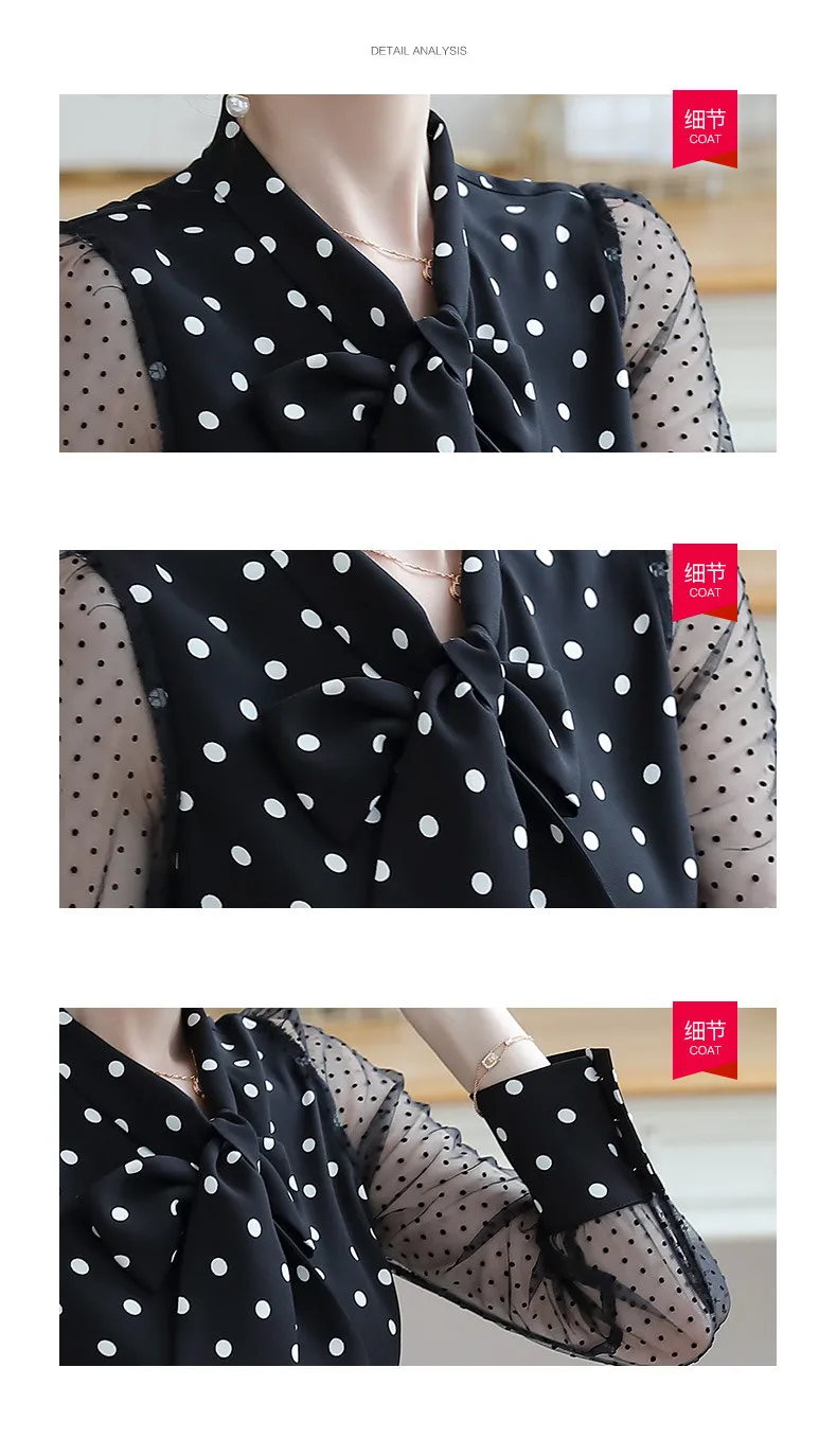 Высококачественная женская рубашка в горошек с длинным рукавом новая осенняя