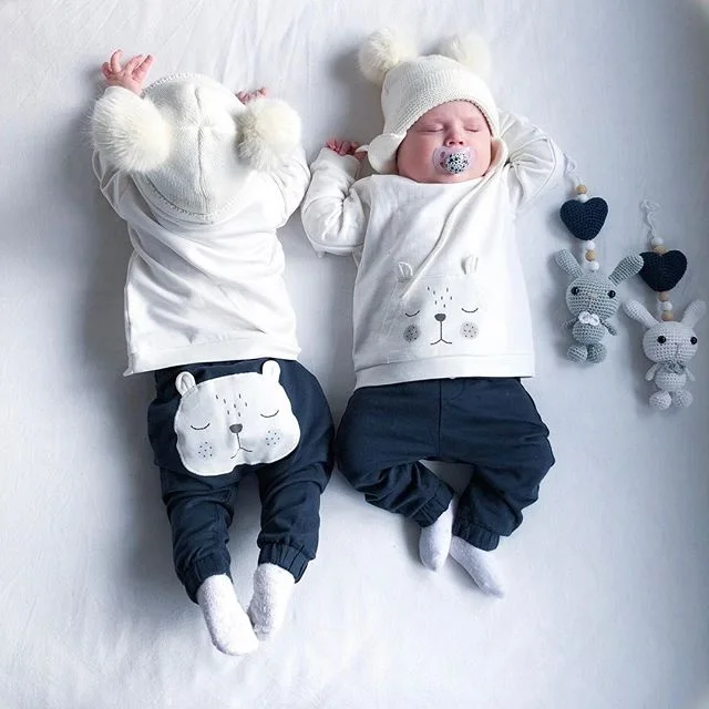 

Winter Tops Newborn Baby Boys Clothes Cute Lovely Bear Warm T-shirt Pants Outfits Clothes Set Clothes Daily Wear
