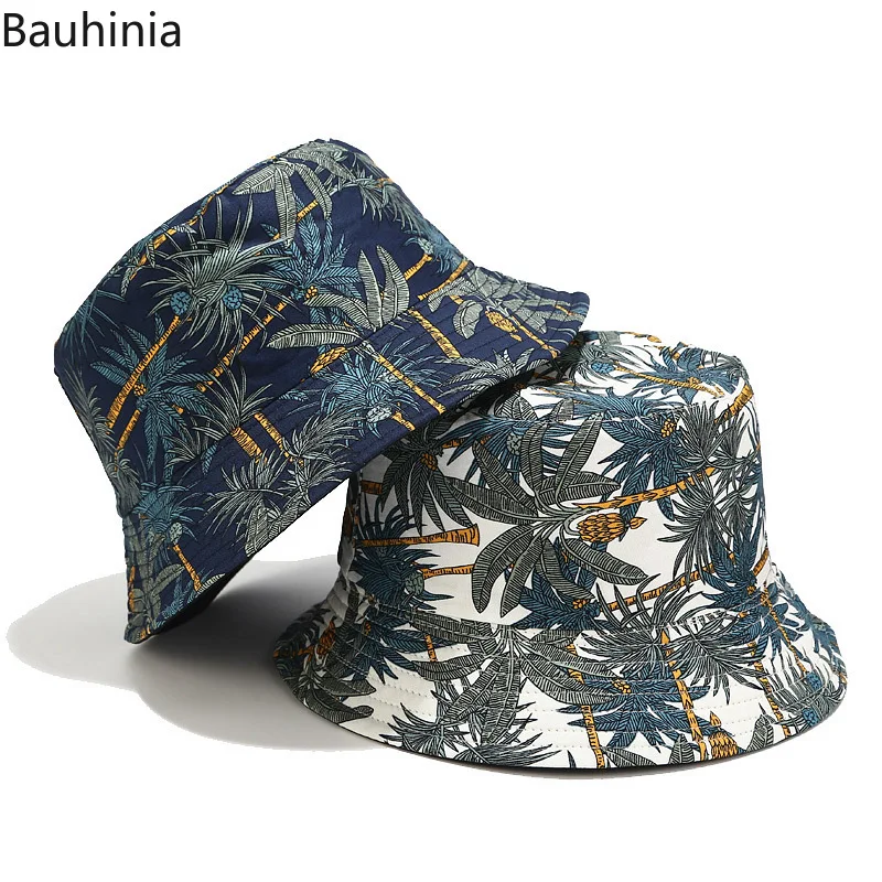 Панама Рыбацкая двусторонняя с рисунком бананового дерева для мужчин и женщин