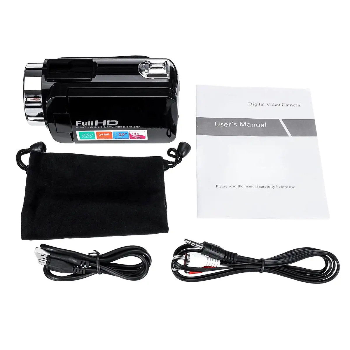 

Professional 1080P Full HD Camera Camcorder IR Night Vision Video Camcorder 24MP 3 Inch LCD Screen 18X Zoom Digital Camera