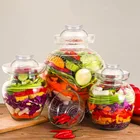 Китайская традиционная банка для маринования, прозрачная стеклянная банка кимчи, Корейская маринованная капуста, овощи, контейнер для маринования Чили, контейнер для хранения пищи