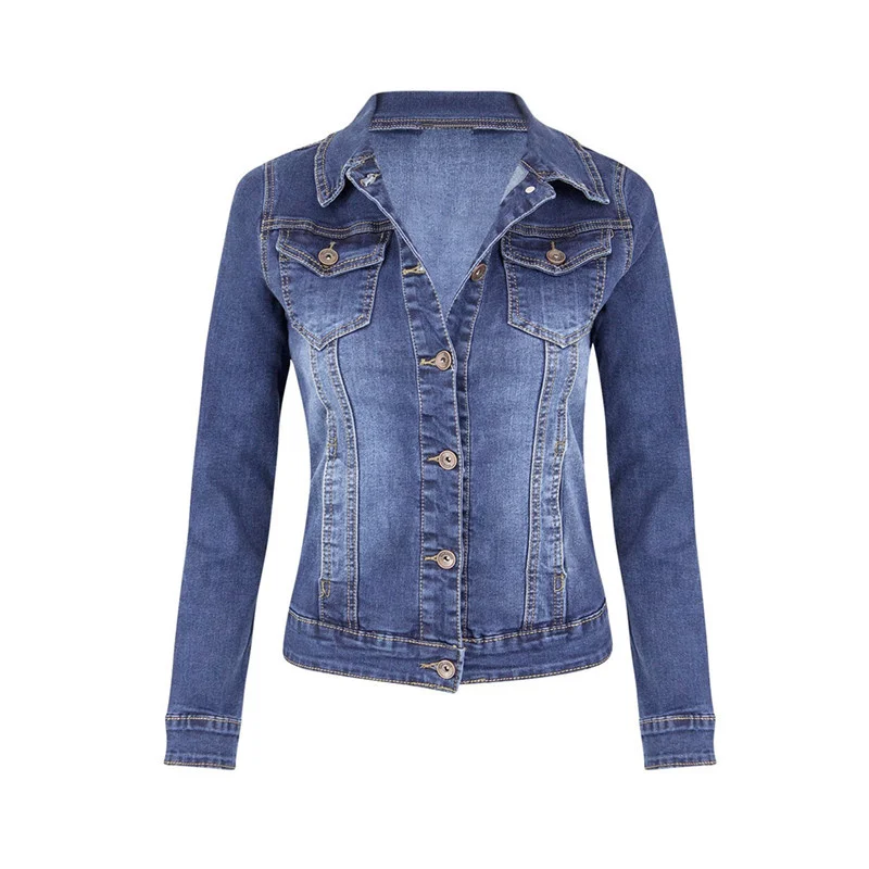 

Plus short size denim jacket women fall washing long vintage sleeve jean bomber jacket denim jacket ladies outerwear