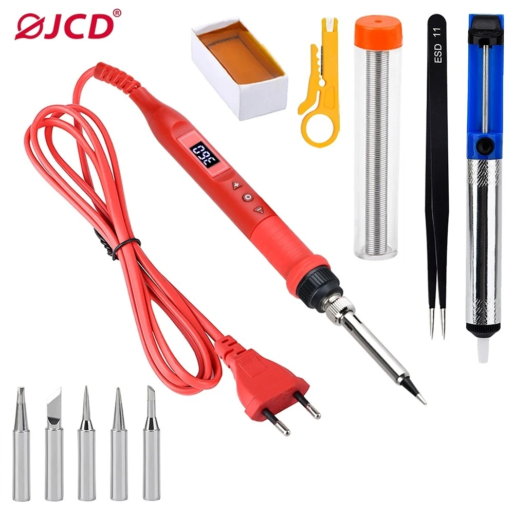 

80W 220V-110V Electric Soldering Iron Adjustable Temperature Handle Soldering Iron Set With LED Light Welding Repair Tool