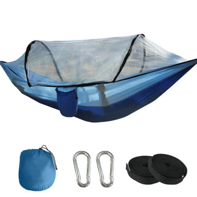 

2021 Camping Hammock with Net Mosquito Net Pop-Up Light Portable Outdoor Parachute Hammocks Swing Sleeping Hammock Camping Stuff