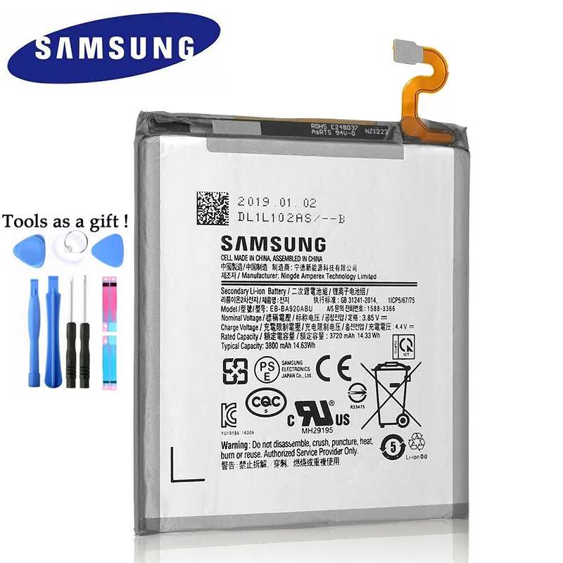 Оригинальная Батарея Samsung EB-BA920ABU для Galaxy A9s A9200 версия 2018 A9 A920F Замена Телефона 3800mAh.