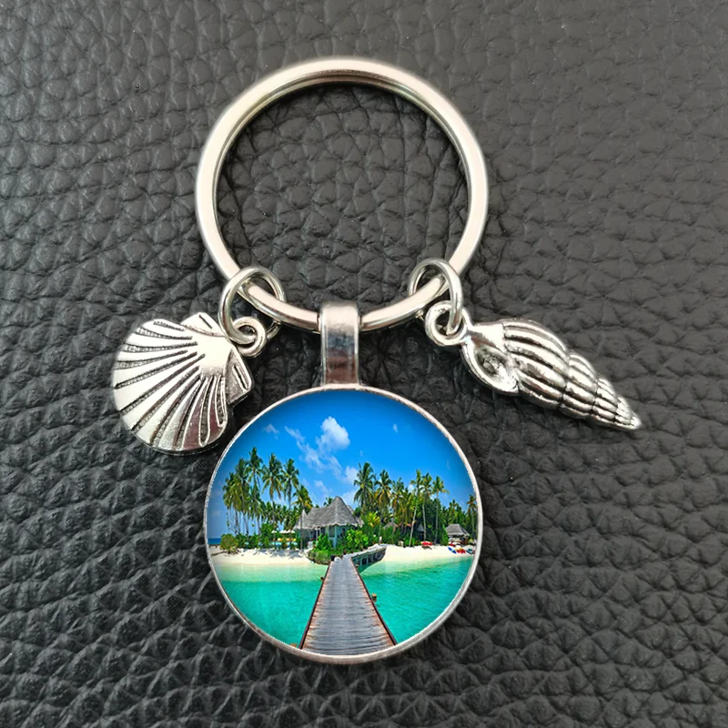 Брелок для ключей с красивым пляжем Мальдивские Острова пейзаж океан брелок пляж