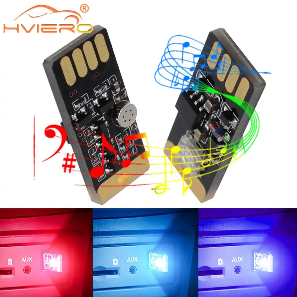 

Car LED Atmosphere Touch and Sound Control RGB Music Rhythm Light with USB Socket Auto Decorative Lamp Dimmable Light Atmospher