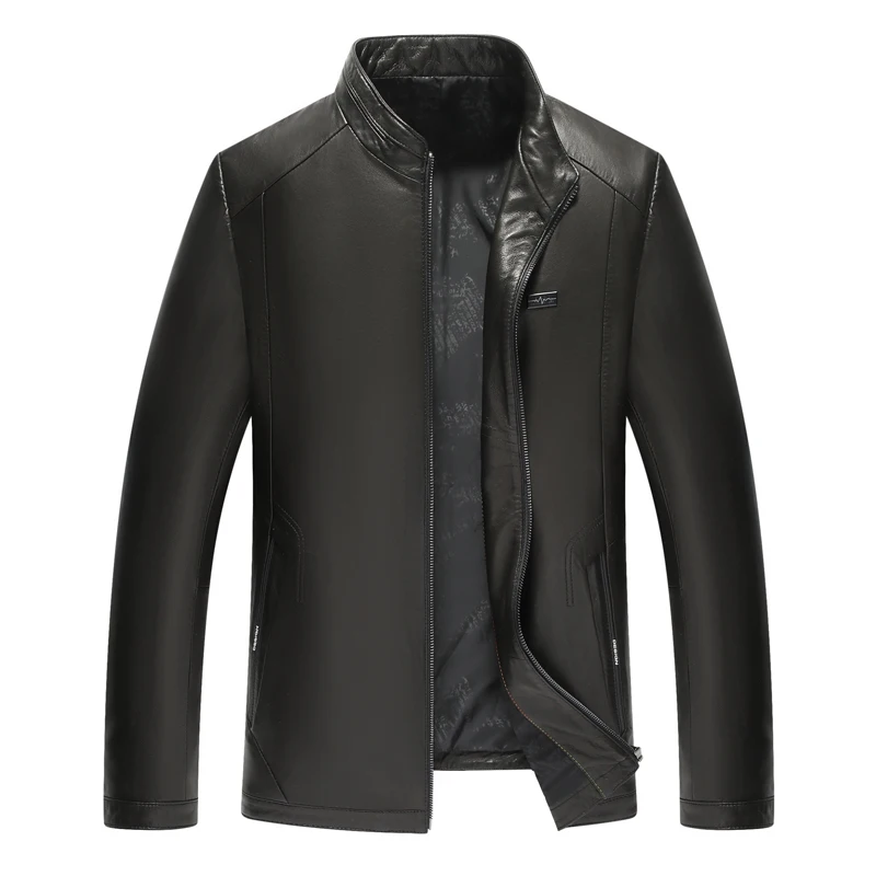 Зимние мужские Куртки из натуральной кожи бренд 100% пальто овчины Jaqueta Couro мужская