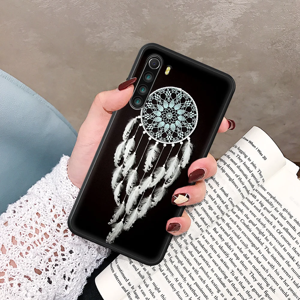

Sisyber Feather Dream Catcher Phone Case For Xiaomi Redmi Note 7 8 8T 9 9S 4X 7 7A 9A K30 Pro Ultra black Cover Fashion Back