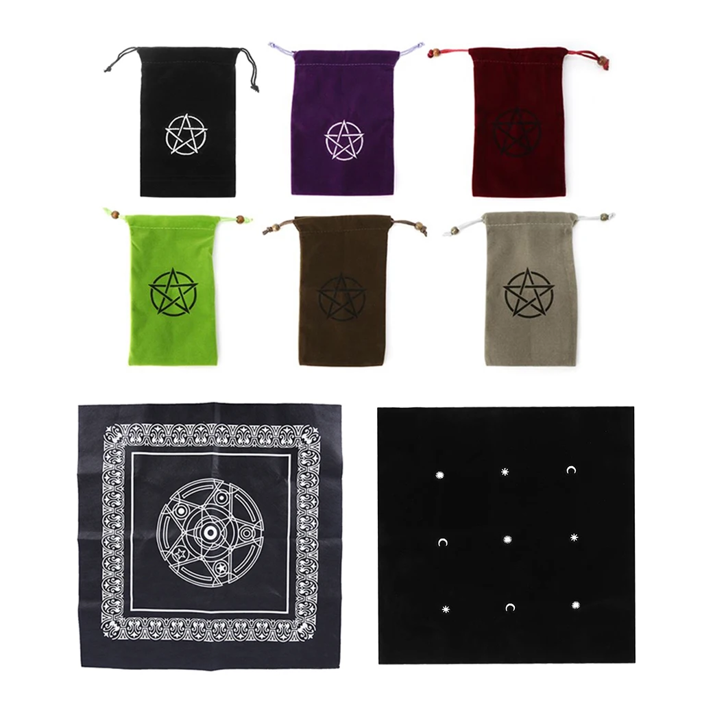

Altar Tarot Card Table Cloth, Divination Wicca Velvet Embroidered Tablecloth