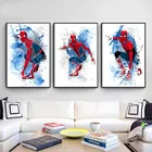 Картина на холсте с изображением супергероев, аниме, акварель, Человек-паук, плакат и печать, Настенная картина, украшение для дома для гостиной