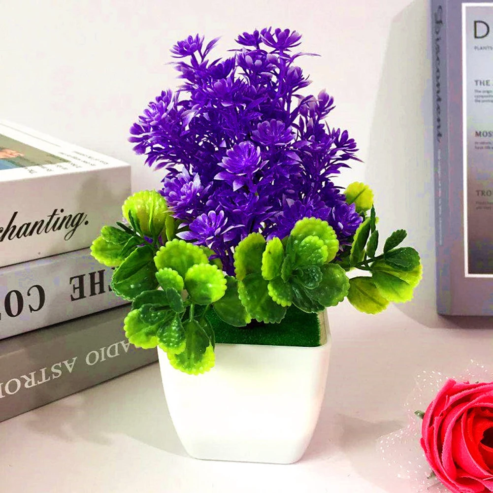 1 шт. искусственные цветы пластиковые растения в горшке бонсай для дома свадьбы